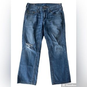 True Religion World Tour Section Bobby Straight Leg Medium Wash Blue Jeans 32